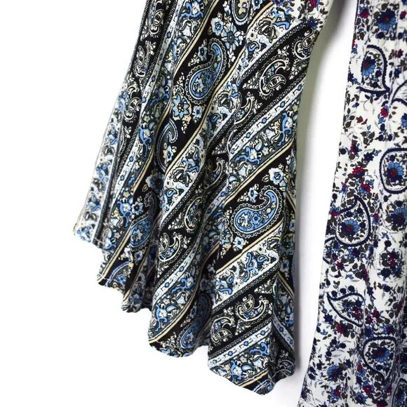 Umgee Floral Paisley Flare Sleeve Boho Tunic Small - Picture 5 of 15